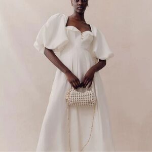 Aje white Jessica frill midi dress in Ivory size AU10